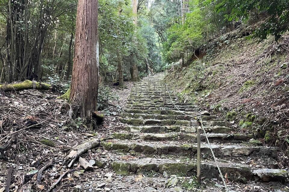 醍醐山の粗い石段